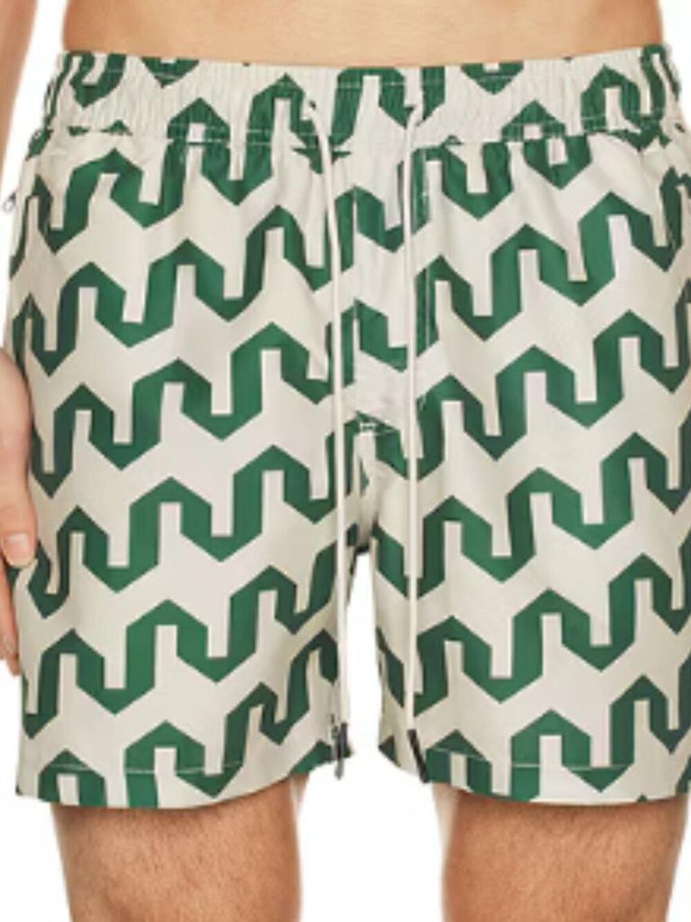 OAS Men’s M Green Beige Geometric Swim Shorts Trunks - Picture 9 of 9